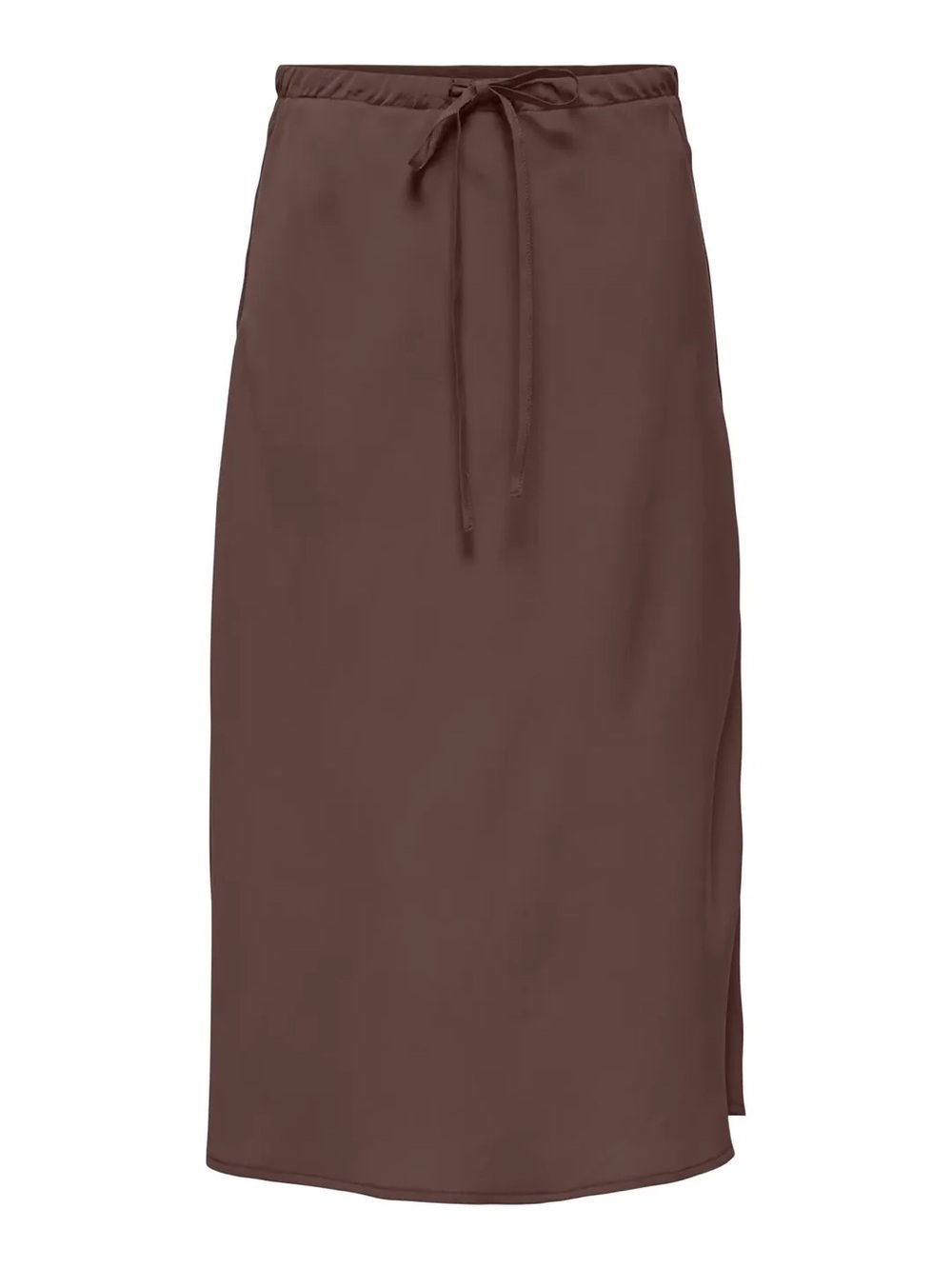 OAKLYN Tie Long Skirt Chocolate Brown Satin Midi Skirt M